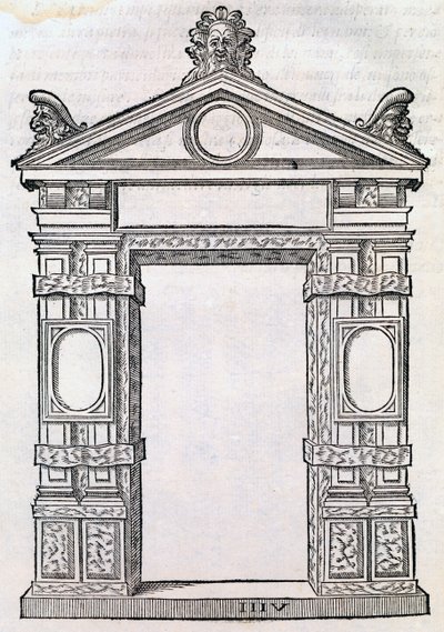 Door with decorated columns, from 